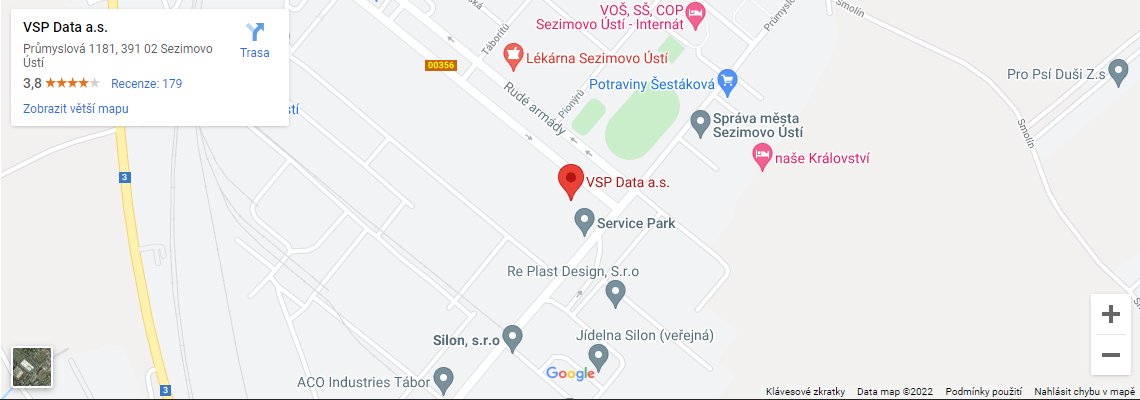 Mapa ServicePark a.s. Sezimovo Ústí